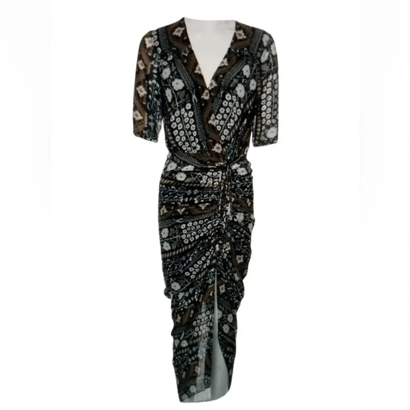 VERONICE BEARD Floral Print Silk Short Sleeve Dress - Picture 2 of 11